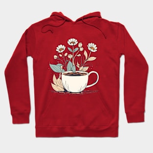 Flowers Growing From a cup Of Coffee Hoodie